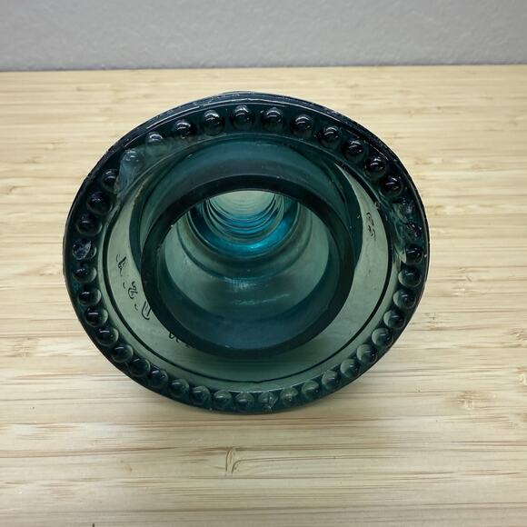Vintage Hemingray No. 42 Blue Green Glass Railroad RR Telegraph Insulator Cap - Picture 5 of 5